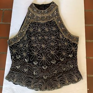 Beaded Adrianna Papell Boutique Evening Halter Top